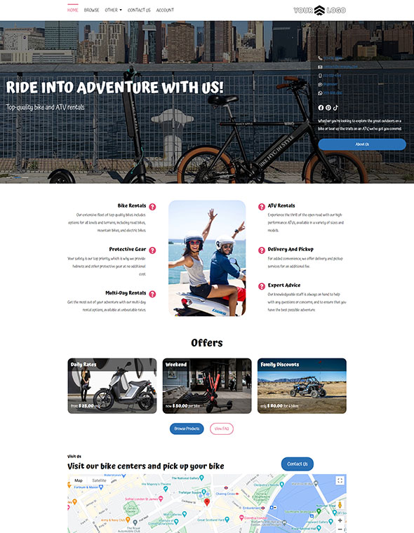 ATV & Bike Rental Website - Template #2