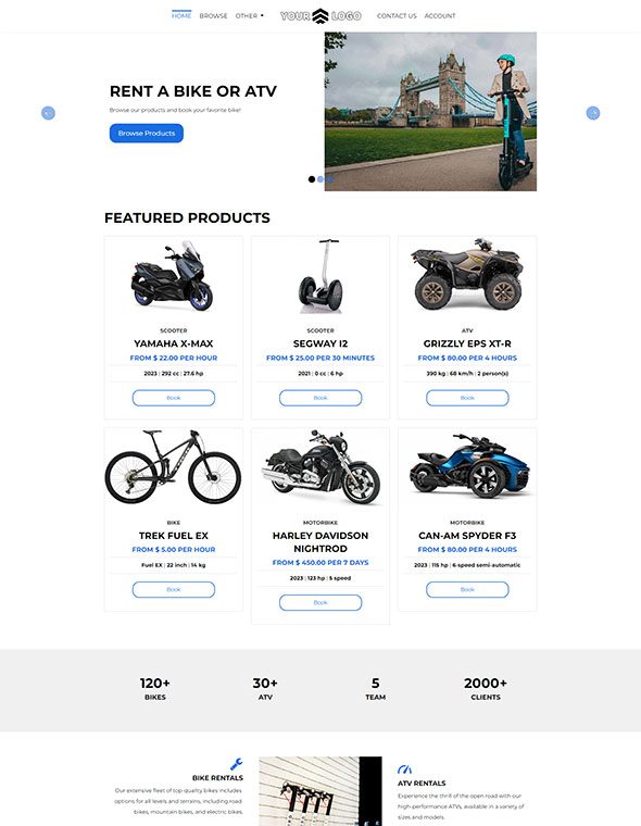 ATV & Bike Rental Website - Template #4