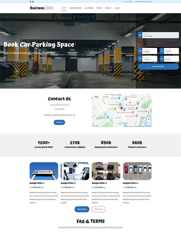 Parking Reservation Software - Website Template #2