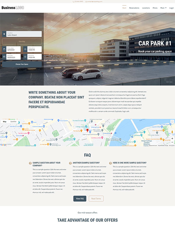Parking Reservation Software - Website Template #3