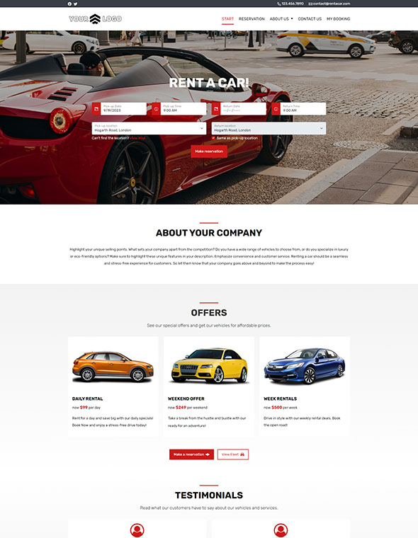 Car Rental Software - Website Template #1