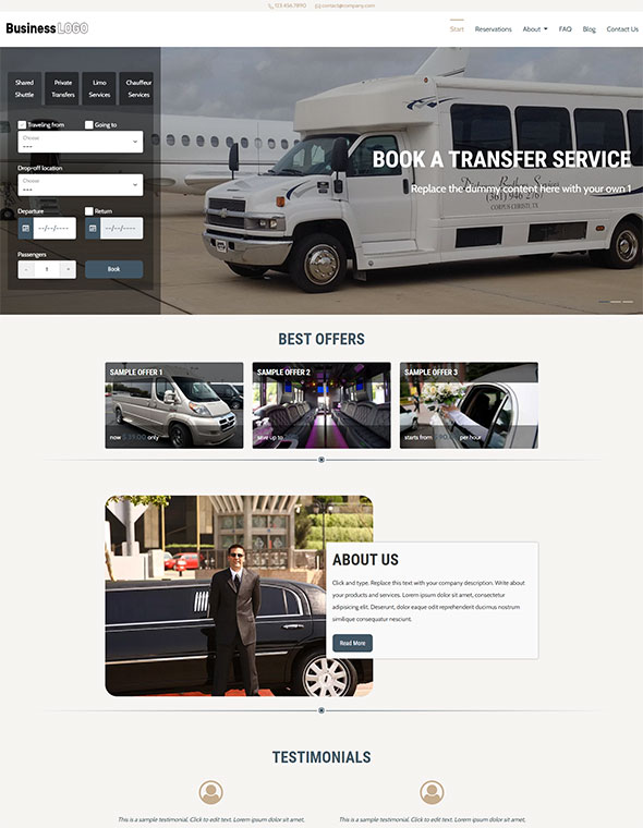 Shuttle & Taxi Website - Template #3