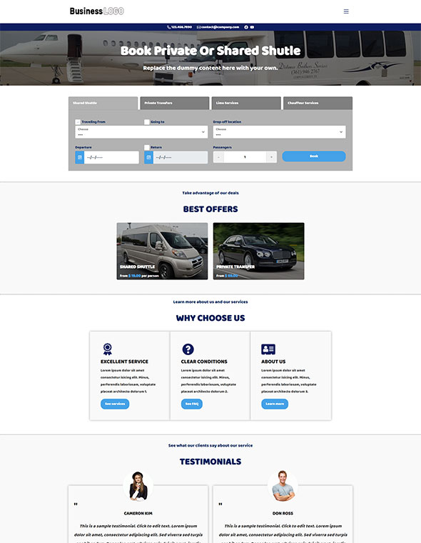 Shuttle & Taxi Website - Template #4