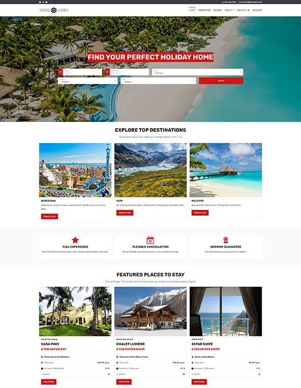 Vacation Rental Software - Website Template #1