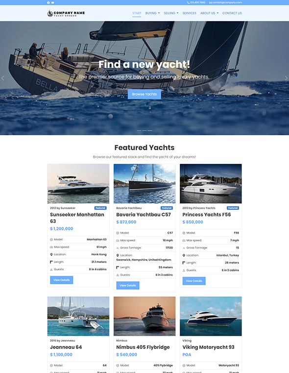 Yacht Brokerage Software - Website Template #5